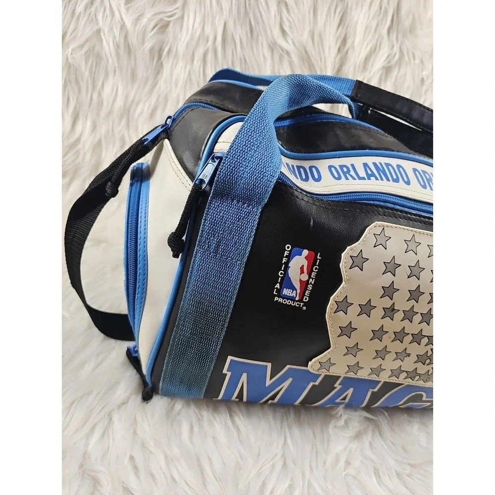 NBA Orlando Magic Leather Duffel Travel Bag Vintage 2000's Officially Licensed